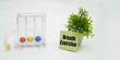 © arun - Breathing exercise concept with sticker text and respiratory kit on white background