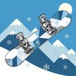 © Pari - Snowboard Adventure - A Winter Sports Illustration in Snowy Mountains.