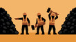 © Khaira_99 - Graphic representation of a mining crew diligently extracting coal from an underground mine, illustrating teamwork and the challenges of raw material resource extraction