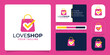 © Oeriz Studio - Love shop store logo design vector illustration template. Shopping bag gift logo with love heart checkmark icon vector with business card template. Shop, fashion, gift, market, store, love logo
