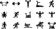 © MDAbdul - minimalist vector icons of various workout routines and fitness activities, ideal for health apps, gym promotions, and wellness content