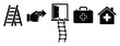 © Maestro - Symbolic journey to healthcare showing ladder, pointing hand, first aid kit, and hospital