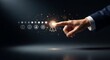 © Studio VIP - Customer satisfaction hand selecting glowing review icon, business concept photography for service branding and premium UX evaluation advertising