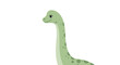 © Ripon - Long necked green dinosaur known as a brachiosaurus stands on a white background for prehistoric and fossil education.