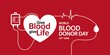 © SAYEM - World blood donor day concept design with heart shape, blood bag and heartbeat line on red background