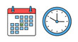 © Pata - A calendar and clock display organized schedule and time on a plain background with uiuhgv reference