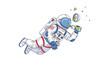 © Slimut - Astronaut in spacesuit drinking liquid in space concept illustration