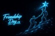 © Rashidul - Two friends climbing to reach a star on friendship day with friendship climbing reaching achievement together partnership relationship greeting illustration low poly happy friendship day