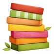 © Irina B - Stack of vibrant colored chalk blocks with leaves on white background - artistic watercolor clipart for creative design