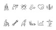 © BGDN Visuals - This illustration features a collection of simple black and white line icons representing various aspects of healthcare, physical therapy, and rehabilitation, suitable for medical concepts.