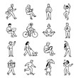 © YENI - Diverse People Activities Icons Set - Walking, Yoga, Cycling, Working, Relaxing