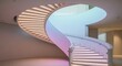 © Tejjaz - Escada em espiral moderna com design de iluminação artística em arquitetura contemporânea.