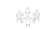 © Kanez Khatoon - Business meeting, office team, people discussion, conference table, teamwork vector
