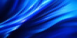 © Nadezhda - Abstract background with deep blue liquid metal glass waves, glossy reeded ribbed texture and smooth neon gradient flow, futuristic CGI render for tech design