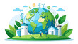© Ardian - Pixelated earth with eco-friendly homes and wind turbines, representing sustainable living and renewable energy, green technology concepts