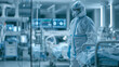 © Aillusionist - Healthcare worker wearing full protective suit in modern hospital isolation room, infection control and medical safety concept