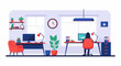 © Sinari - A home office scene with two desks, chairs, computers, and plants