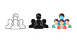 © Abdullah - Professional corporate team flat vector illustration set featuring multiple people icons represented in line art solid black and colorful modern styles for business web design usage