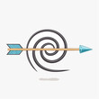 © Deka - Arrow hitting a stylized target with spiral design