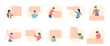 © LadadikArt - People point empty banners. Male female characters pointing with fingers. Marketing, advertising character with copy space, product design recent vector set