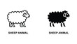 © Kinetic - Sheep animal icon set for agriculture and livestock branding in simple black and white vector graphic style
