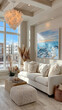 © kora studio - the water view white and blue decoration condo with big window lookout to the river in middle of town in Europe
