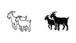 © John - Goat pair icon set featuring two farm animals in playful stance rendered in clean outline and solid black silhouette vector style for agricultural and livestock branding