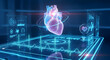 © MD AL AMIN - human heart anatomy 3d render with medical data visualization and electrocardiogram display high quality