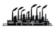 © rabbivay - industrial factory complex with smokestacks and pollution black and white silhouette high quality professional detailed modern