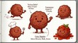 © hamzahalderad - Charming Cartoon Meatballs in Various Poses with Friendly Expressions and Sauce.