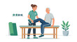 © gabriel - Physical therapist assisting senior with leg exercise on treatment table