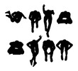 © SR - set of people sitting on the floor top view silhouettes for architectural. men and women lifestyle. black shadow plan vector illustration.