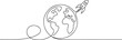 © alimon - Earth globe with rocket one line drawing of world map vector illustration.one line art in white background