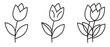 © sawangsinawang - Tulip flower line icon, featuring a variety of beautiful spring flowers in a minimalist style. Isolated on a white background, vector illustration.