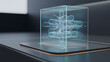 © Ulfat - Futuristic Glass Cube with Artificial Intelligence Neural Network and Data Processing Concept