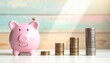 © Nisar Studio - Piggy Bank Coin Stacks Financial Growth Savings Visuals