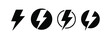 © Zaheer - Lightning bolt icon set for energy power and electricity with electric