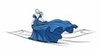 © Lina - Woman in flowing blue gown in a sandy landscape
