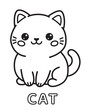 © Kristina - Cute cat coloring page for kids with bold outlines and kawai style