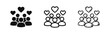 © drawing lines - Group of people with heart icons representing community support and love in three styles
