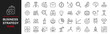 © mi-vector - Business strategy icon set. Contains such icons as action list, research, solution, team, marketing, startup, advertising, business process, management and more