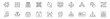 © Ярослав Дацко - Minimalist outline vector icon set representing network, teamwork, and collaboration concepts. Collection includes user profiles, group connections, organizational diagrams, communication flow, workfl