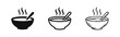 © drawing lines - Hot soup bowl icon set, bowl with spoon and steam, dinner and healthy food symbol