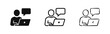 © drawing lines - Remote work and online communication icon set with laptop and person