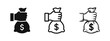 © drawing lines - Hand Holding Money Bag with Dollar Sign Wealth Icons