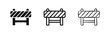 © drawing lines - Construction road barrier icons for street work and safety warning in three different styles.