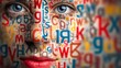 © vectorizer88 - Creative Portrait Composed of Layered Language Characters in Vibrant Colors