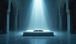 © Vadym - Open Quran book on pedestal, illuminated by divine light beam. Mosque interior with marble columns and floor. Peaceful spiritual atmosphere, worship and prayer concept for Ramadan or Laylatul Qadr.