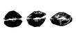© Daria Shane - Set of lipstick kiss print Different shapes of lips Black imprint Female sexy lips makeup Design elements for beauty fashion poster Valentines Day wedding