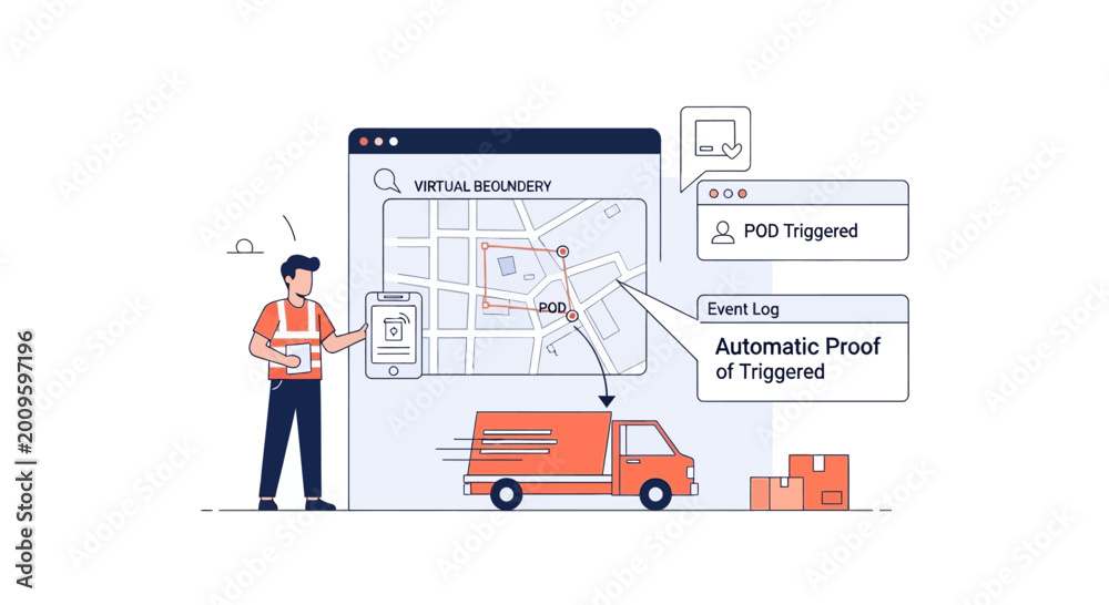Delivery driver tracking map app, proof of delivery, logistics, real ...